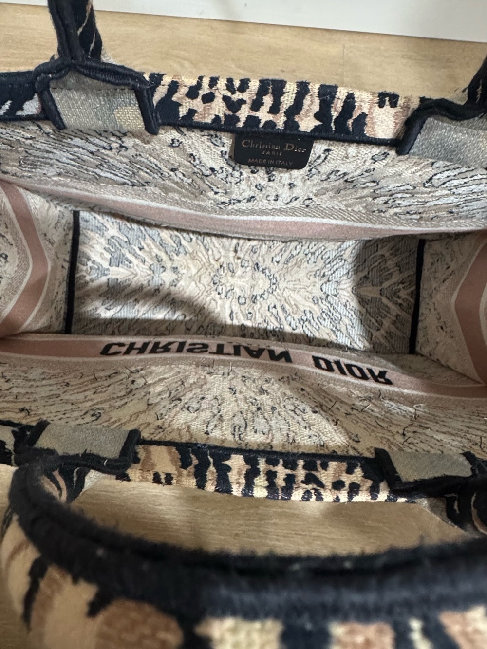 Dior Beige, Black & Cream Patterned Canvas Tote - Picture 3 of 5